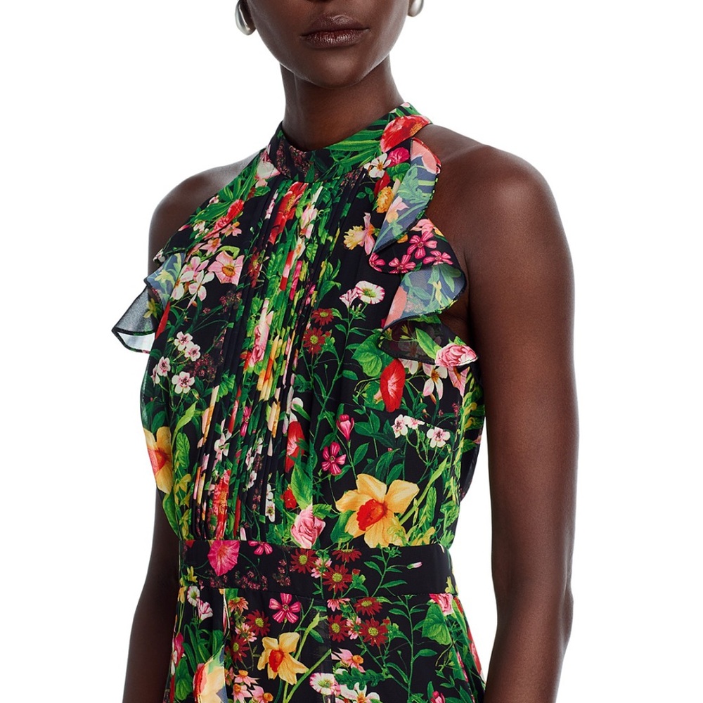 Aqua Floral Halter Maxi Dress - Picture 3 of 5